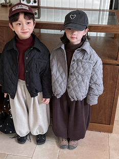 Jiaye Children Pin 2024 Детские зимние ромбовидные стеганые хлопчатобумажные куртки для мужчин и женщин