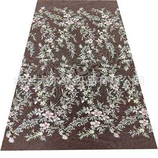 New style bead tube multicolor flower full width positioning printing combination bead tube embroidery glass bead sequin spray painting embroidery fabric