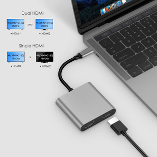 Конвертер Type-C на двойной HDMI конвертер 4K HD 2 в 1 USB-C на HDMI адаптер концентратора