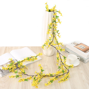 Factory Wholesale Simulated Winter Jasmine Vine Wedding Arch Pipe Winding Flower Wall Rattan Decoration Winter Jasmine Branch Flower Arrangement