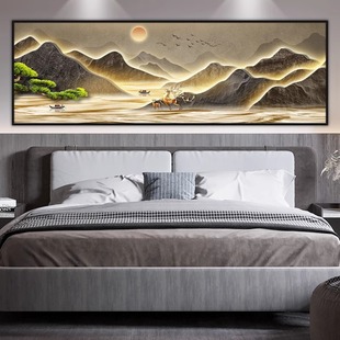 Bedroom with Backrest Bedside Decorative Painting New Chinese Style Living Room Landscape Self-Adhesive Painting Tea Room Office Wall Painting
