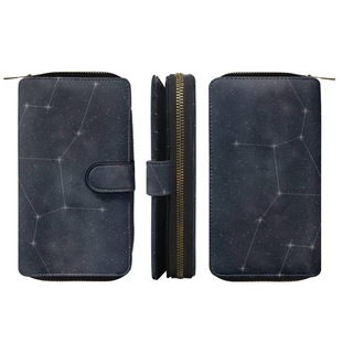International Station Cross-border Flip-top Long PU Leather Commuter Bag Shooter Constellation Printing Business Card Card Cosmetics Bag with Picture Printing