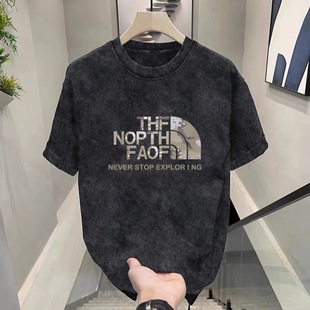 American-style Washed Old Short-sleeved T-shirt Men's 2024 Summer New Loose Trendy Fashionable Instagram Popular Brand Top Clothes