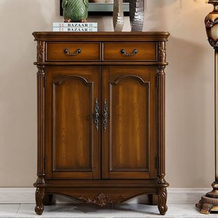 American Shoe Cabinet Vintage Solid Wood Entrance Cabinet Storage Multifunctional Living Room Storage Home Entrance European Large Capacity