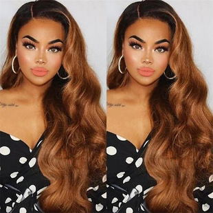 European and American Wig Brown Bleached Black Big Wavy Long Curly Hair Cos Wig