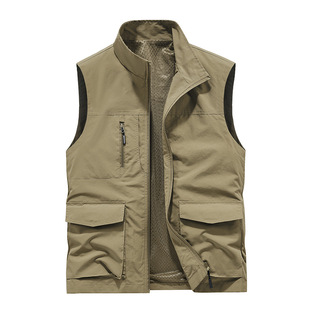 Summer New Loose Vest Men's Vest Sleeveless Workwear Waistcoat Thin Jacket plus size Sports Fishing Vest