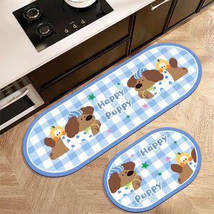 Sausage Puppy Oval Diatom Mud Kitchen Mat Water Absorbent Non-slip Oil Absorbing Foot Mat Household Long Quick-drying Floor Mat