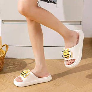 Factory in stock wholesale cartoon cute bee sandals and slippers thick bottom cross-border TEMU excrement slippers on behalf of labeling