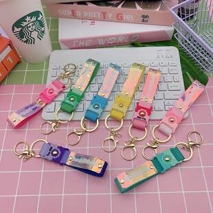 Creative New ribbon soft rubber finished product colorful cute keychain leather rope acrylic doll all-match small accessories