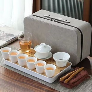 Tea Factory Direct White Porcelain Kung Fu Tea Set Complete Kung Fu Tea Set Simple Household Tea Tray