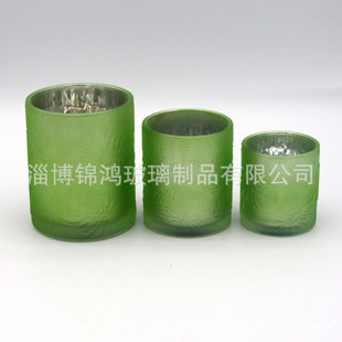 Factory supply color frosted electroplated silver glass candle Cup with wooden lid