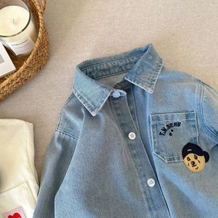 Children's Denim Coat 2025 Spring Boys' Japanese Style Fashionable Denim Coat Children's Spring Cardigan Casual Coat