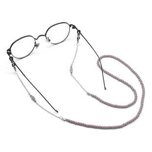 Cross-border mask glasses chain purple 4mm glass beads glasses chain titanium steel lobster clasp 80CM glasses chain