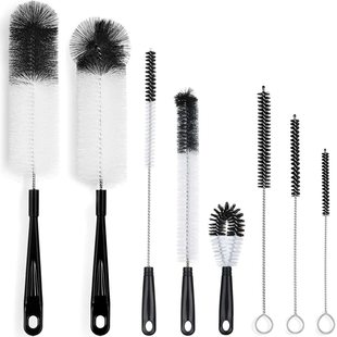 Eight-piece household kitchen stainless steel long handle nylon hair cleaning brush milk bottle brush Cup brush straw brush