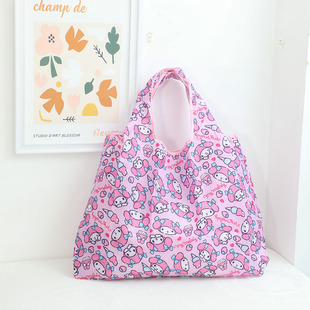 Japanese Style Cartoon Girl's Heart Large Capacity Shopping Bag Kulomi Fish Monster Foldable Environment-Friendly Bag Lightweight Shoulder Bag