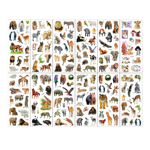 Cartoon Real Animal Bubble Sticker Children Cartoon Sticker Stereo PVC Sticker Cross Border Birthday Party Party Gift
