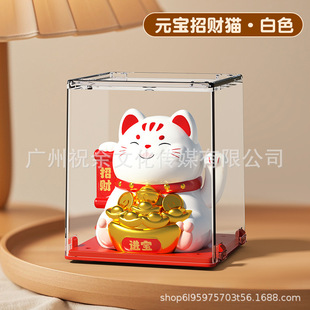 2 inch solar energy waving lucky cat with dust cover home accessories car decoration shop opening gift
