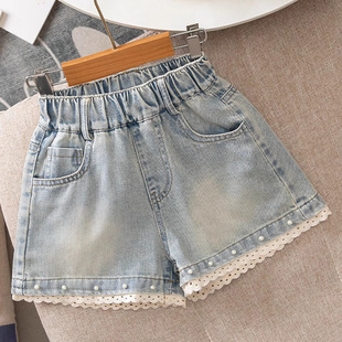 Girls' Denim Shorts 2025 Summer New Style Fashionable Shorts Korean Style Children's Shorts Bow