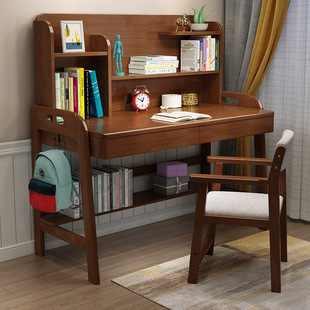 Children's Desk Primary and Secondary School Students Junior High School Students Writing Desk and Chair Set Home Bedroom Solid Wood Study Table Boys and Girls