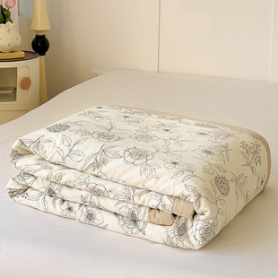 Class A Maternal and Infant Grade Knitted Cotton Summer Cool Quilt Four-Piece Summer Air Conditioning Quilt Single and Double Machine Washable Summer Quilt for Students