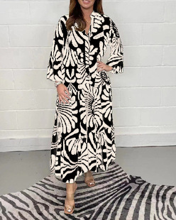 Spring and Summer 2024 New Amazon wish Independent Station Cross-border Women's Printed Loose Casual Women's dress