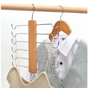 Solid Wood Underwear Hanger Factory Multi-Functional Multi-Layer Suspender Anti-Slip Trouser Rack Home Storage Seamless Clothes Hanging Wholesale