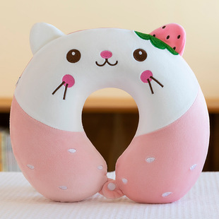 Cartoon U-shaped Pillow Cervical Nap Artifact for Office Adult Portable Travel Car Pillow Storage Neck Protection