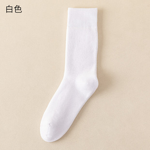 100 cotton men's mid-tube socks autumn and winter velvet thick socks pure cotton men's socks solid color long warm Terry socks