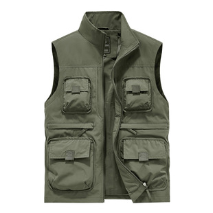 Men's New Vest Multi Pocket Outdoor Fishing Photography Casual plus size Loose Tooling Simple Men's Vest Vest Vest