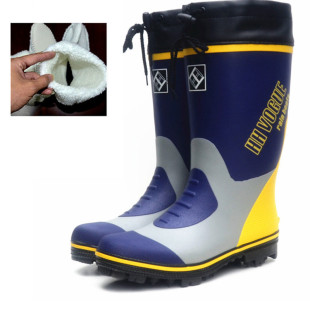 Autumn and winter outdoor men's rain boots rubber boots rock fishing nail bottom high water shoes overshoes long tube single anti-slip waterproof