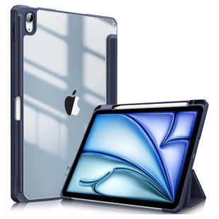 Suitable for Apple iPad Air11 Flat Leather Case 10.2 Acrylic Anti-bending Transparent Pen Slot iPad Protective Case