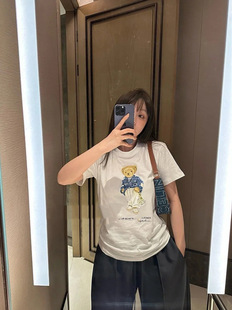 RL Raff Ivy College Bear Short-sleeved High Version Sweep Code Simple Relaxation Cartoon All-match Niche