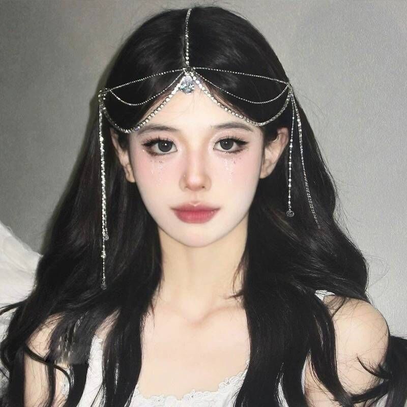 Exotic Pure Desire Crystal Eyebrow Pendant Tassel Ancient Style Hair Accessories Super Fairy Bride Veil Wedding Dress Forehead Ornaments Headband