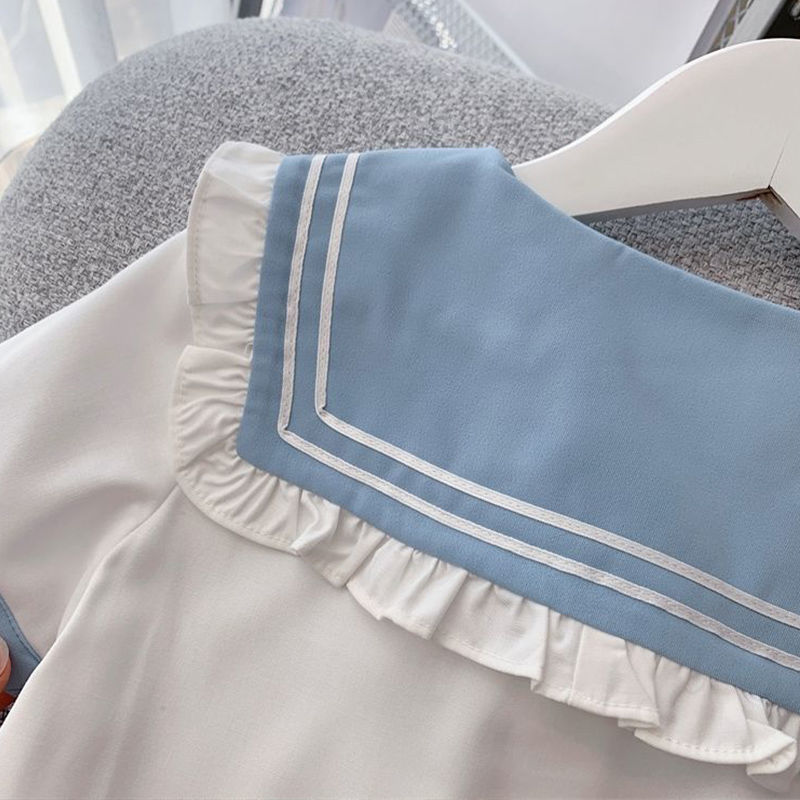 Girls' Preppy Style Skirt Set Summer Children's Jk Suit 2026 New Stylish Girl Shirt and Pleated Skirt Two-Piece Set