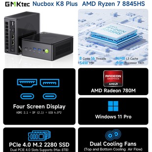 GMK K8Plus 8845HS DDR5 Play Black Monkey Офисный дизайн клип может быть внешней графикой miniPC
