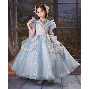 Children's Dress Girl Host Flower Girl Wedding Dress Niche Light Luxury Girl Piano Playing Birthday Princess Dress High-end