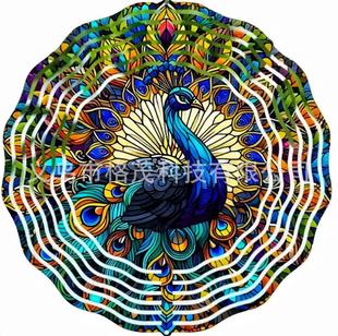 Cross-border Amazon 3D dynamic rotating wind chime decoration metal owl wind spinner stainless steel windmill pendant