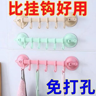 Strong adhesive hook kitchen wall hanging lock type 6 row hook creative corner bathroom nail-free seamless hanger hanging