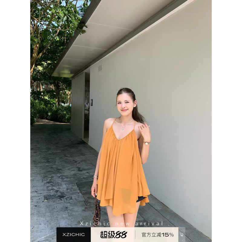 Cool and Elegant French-Style V-Neck Camisole, New Summer Style Chiffon Sleeveless Top for Women