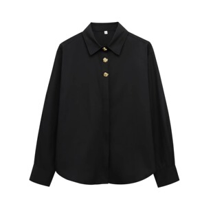 Cross-border Cross-border European and American Women's AliExpress Explosions Fashion Casual Gold Buckle Poplin Shirt