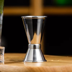 Cross-border hot-selling stainless steel measuring glass double-headed 304 material measuring glass 30/60ml mixer glass curling measuring glass