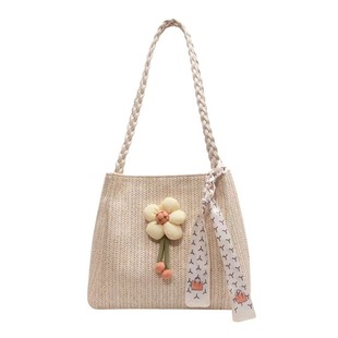 Vacation seaside woven straw bag women's large capacity 2023 new rattan portable shoulder bag commuter tote bag