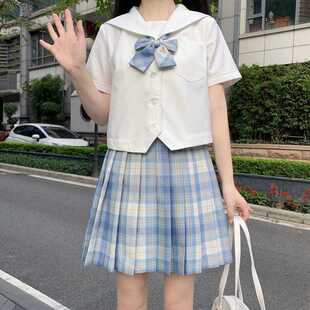 JK Uniform Skirt Genuine suit Pleated Skirt Basic Skirt Cute Sailing Dress Plaid Skirt Summer suit