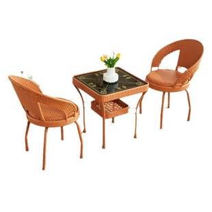 Small Coffee Table Outdoor Leisure Courtyard Balcony Table and Chair Backrest Single Rattan Chair Three-piece Set Teng Chair Combination Chair Simple