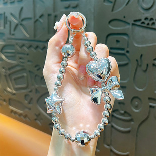 Live broadcast with bow beaded mobile phone chain key chain car key chain earphone bag pendant bag small pendant