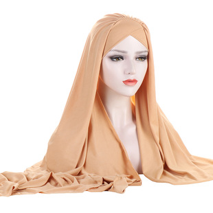 Pleated cross scarf cap