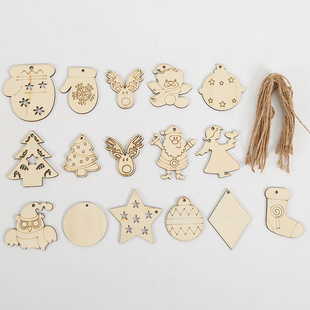 DIY round wood chip pendant parent-child children painted wooden pendant home decorative pendant