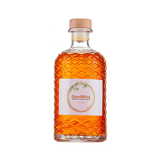 Diamond Fruit Wine Bottle Wooden Cap Bayberry Wine Bottle in stock Wholesale Self-Brewed Lychee Peach Wine Empty Bottle Transparent Glass Wine Bottle