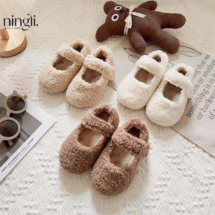 Lime Mao Mao Shoes Children's Cotton Shoes Autumn and Winter Children's Shoes Girls' Non-slip fleece-lined Shoes Children's Shoes Baby Toddler Shoes