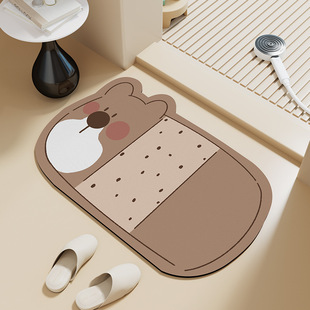 Cartoon Pang Tiger Bathroom Mat Diatom Mud Absorbent Mat Toilet Toilet Door Non-Slip Dry Foot Mat Shaped Carpet